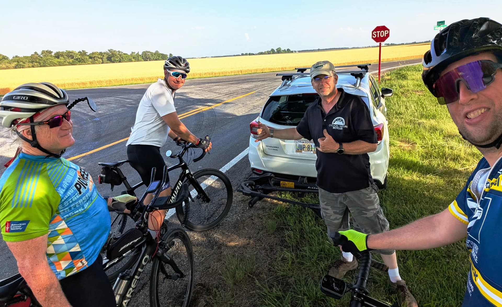 Group of cyclists on Monday ride